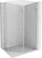Mexen Lunar L viiekujuline vasak avatav dušikabiin 80 x 90 cm, läbipaistev, harjatud nikkel - 831L-080L-090P-97-00-L