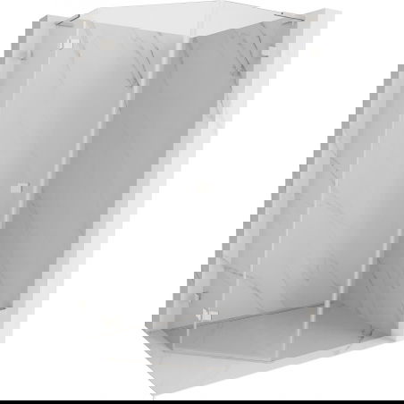 Mexen Lunar L fünfeckige Duschkabine, nach links öffnend, 80 x 100 cm, transparent, gebürsteter Nickel - 831L-080L-100P-97-00-L