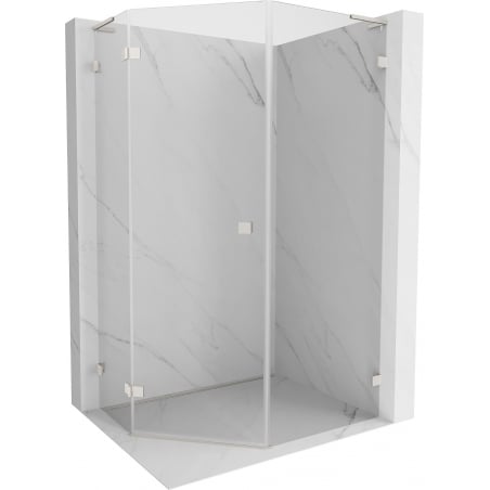 Mexen Lunar L pentagonal shower enclosure, left hinged 80 x 100 cm, transparent, brushed nickel - 831L-080L-100P-97-00-L