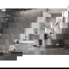 Mexen Lunar L fünfeckige Duschkabine, nach links öffnend, 80 x 100 cm, transparent, gebürsteter Nickel - 831L-080L-100P-97-00-L