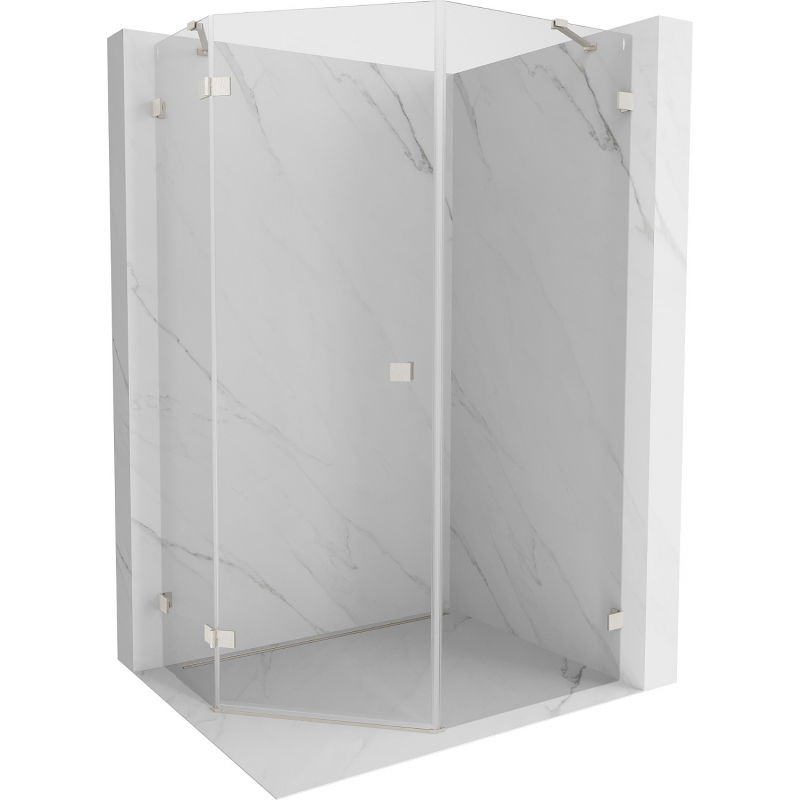 Mexen Lunar fünfeckige Duschkabine links schwenkbar 90 x 100 cm, transparent, gebürsteter Nickel - 831-090L-100P-97-00-L