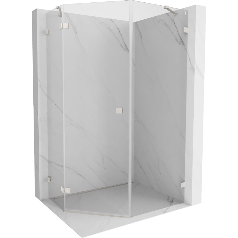 Mexen Lunar pentagonal hinged left shower cabin 90 x 100 cm, transparent, brushed nickel - 831-090L-100P-97-00-L