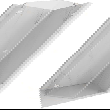 Mexen Lunar cabina doccia pentagonale battente sinistra 90 x 100 cm, trasparente, nichel spazzolato - 831-090L-100P-97-00-L