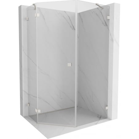 Mexen Lunar cabine de douche pentagonale pivotante gauche 90 x 100 cm, transparent, nickel brossé - 831-090L-100P-97-00-L
