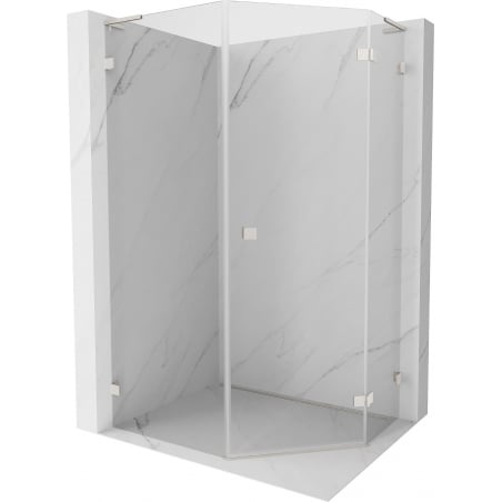 Mexen Lunar L pentagonal shower enclosure right 80x100 cm, transparent, brushed nickel - 831L-080P-100L-97-00-P