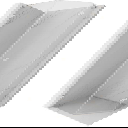 Mexen Lunar L vijfhoekige douchecabine scharnierend rechts 90x100 cm, transparant, geborsteld nikkel - 831L-090P-100L-97-00-P