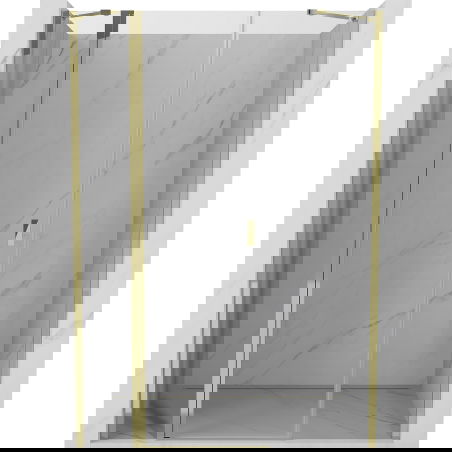 Mexen Mist svängbara duschdörrar 130 cm, transparenta, guldfärgade - 8A4-130-001-50-00