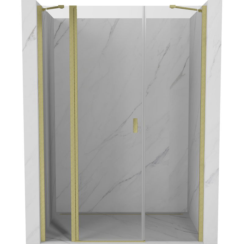 Mexen Mist Duschdrehtür 140 cm, transparent, gebürstet gold - 8A4-140-001-55-00