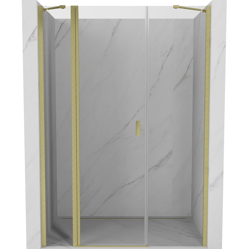 Mexen Mist Duschschwenktür 150 cm, transparent, gebürstetes Gold - 8A4-150-001-55-00