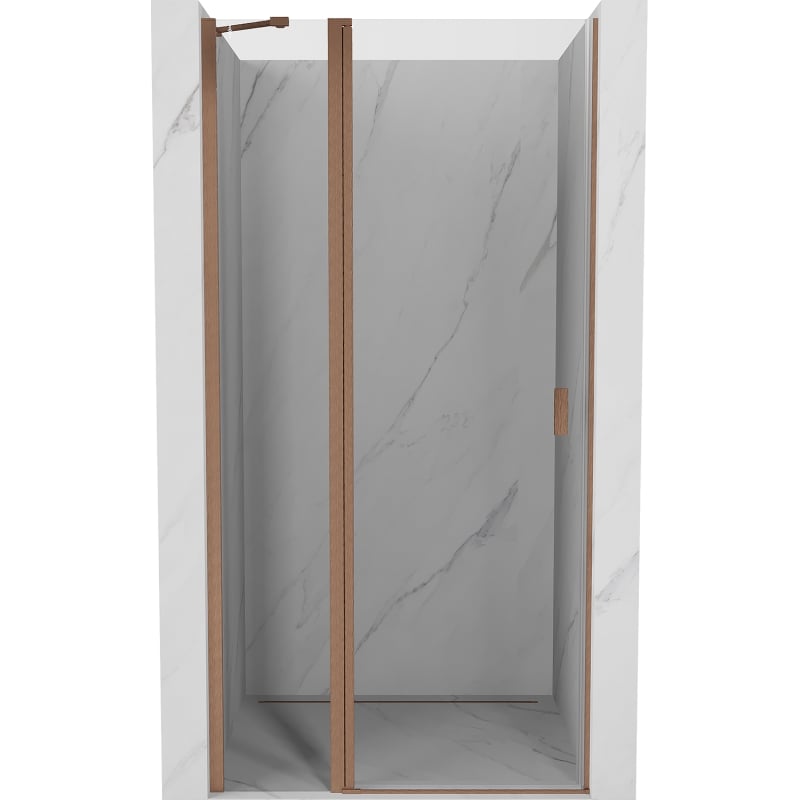 Mexen Mist 80 cm Pivot Shower Door, Transparent, Brushed Copper - 8A4-080-000-65-00