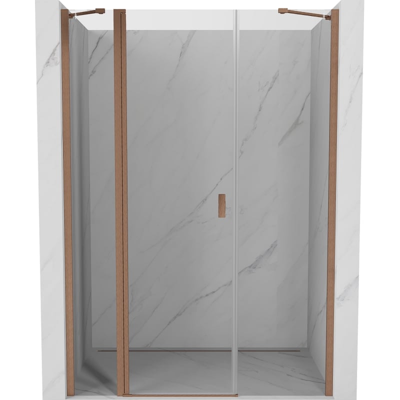 Mexen Mist Duschdrehtür 130 cm, transparent, gebürstetes Kupfer - 8A4-130-001-65-00