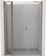 Mexen Mist okretna tuš vrata 130 cm, prozirna, brušeni bakar - 8A4-130-001-65-00