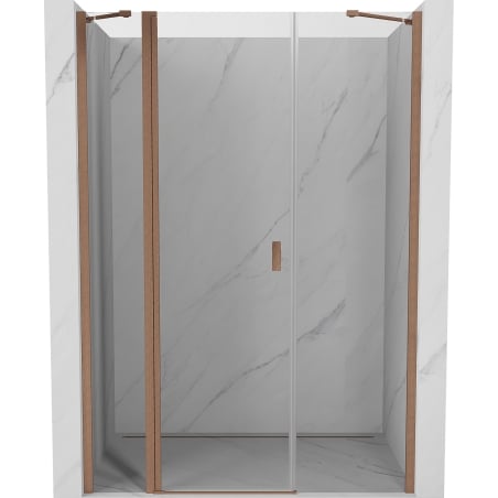 Mexen Mist porte de douche pivotante 140 cm, transparent, cuivre brossé - 8A4-140-001-65-00