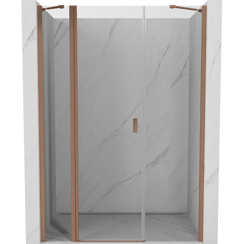 Mexen Mist Duschdrehtür 155 cm, transparent, gebürstetes Kupfer - 8A4-155-001-65-00