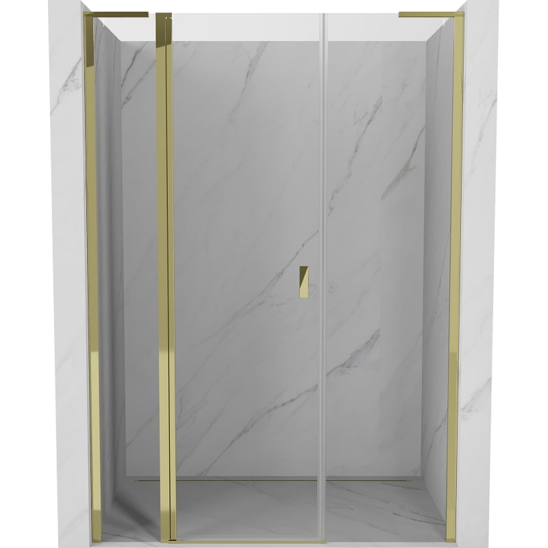 Mexen Mist L 140 cm Pivot Shower Door, Clear, Gold - 8A4L-140-001-50-00