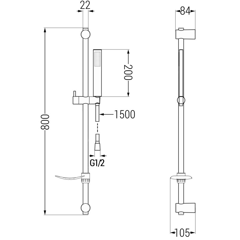 Mexen DF00 verstellbares Duschset, gebürstetes Gun Gray - 785004582-66