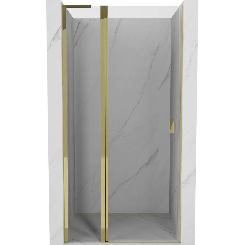 Mexen Mist L scharnierende douchedeur 115 cm, transparant, goud - 8A4L-115-000-50-00