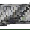 Mexen Apia Duschkabine verschiebbar 140 x 70 cm, transparent, gold + Flat Duschwanne, schwarz - 840-140-070-50-00-4070G