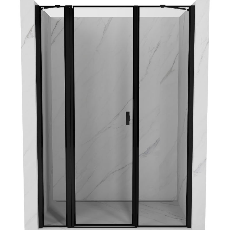 Mexen Mist 160 cm left-hinged shower door, black frame, black - 8A4-160-001-70-70-L