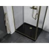 Mexen Apia Schiebeduschkabine 140 x 90 cm, transparent, gold + Duschwanne Flat, schwarz - 840-140-090-50-00-4070G