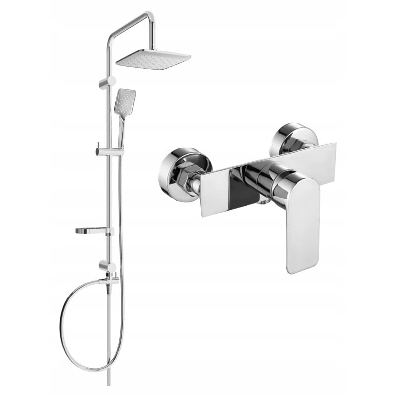 Mexen Sven Aufputz-Duschset mit Regenduschkopf und Duscharmatur Alexa, Chrom - 71240262-00