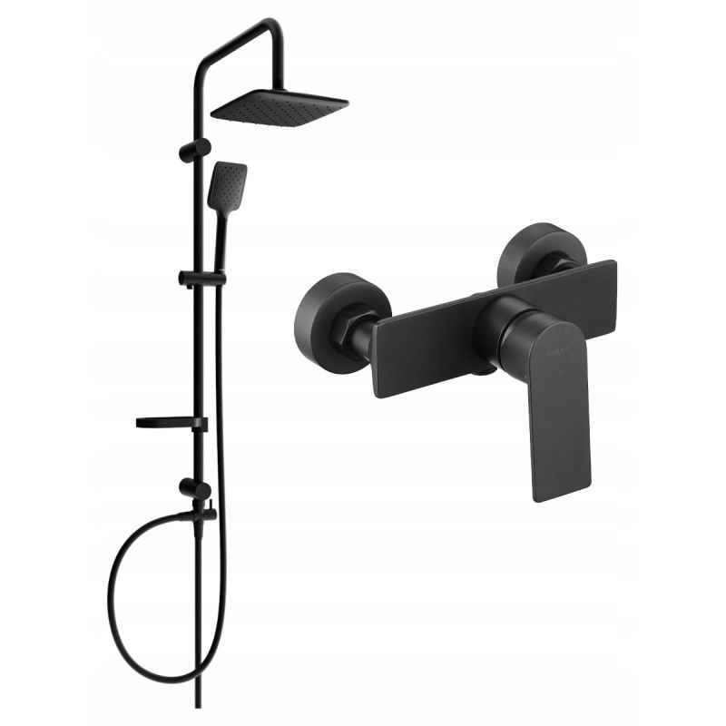 Mexen Sven exposed shower set with rain showerhead and Alexa shower mixer, black - 71240262-70
