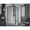 Mexen Apia cabine de douche coulissante 90 x 70 cm, transparent, noir + receveur Flat, blanc- 840-090-070-70-00-4010B