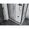 Mexen Apia cabine de douche coulissante 90 x 70 cm, transparent, noir + receveur Flat, blanc- 840-090-070-70-00-4010B