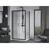 Mexen Apia cabine de douche coulissante 90 x 70 cm, transparent, noir + receveur Flat, blanc- 840-090-070-70-00-4010B