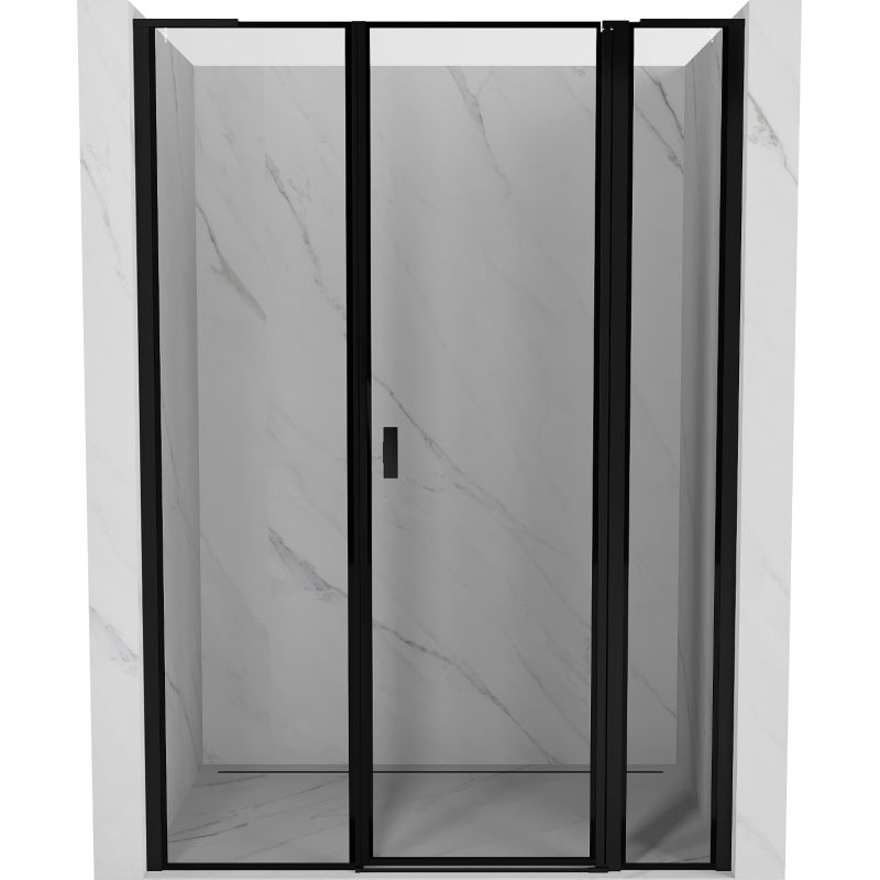 Mexen Mist L douchedeur draaibaar rechts 135 cm, zwarte lijst, zwart - 8A4L-135-001-70-70-P