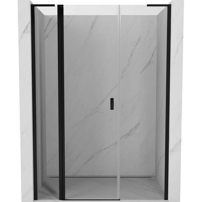 Mexen Mist L Duschflügeltür 145 cm, transparent, schwarz - 8A4L-145-001-70-00