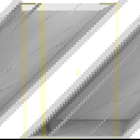 Mexen Mist L Duschdrehtür 140 cm, transparent, gebürstetes Gold - 8A4L-140-001-55-00