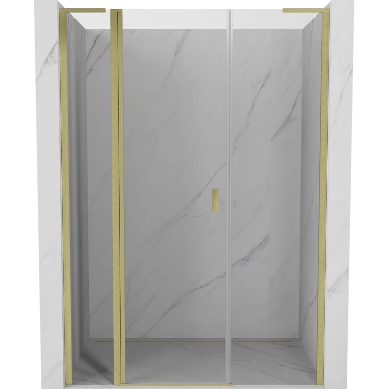 Mexen Mist L hinged shower door 150 cm, transparent, brushed gold - 8A4L-150-001-55-00