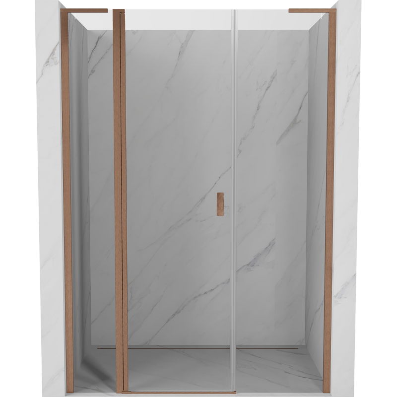 Mexen Mist L 155 cm Swing Shower Door, Transparent, Brushed Copper - 8A4L-155-001-65-00