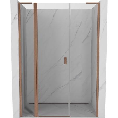 Mexen Mist L 160 cm Hinged Shower Door, Transparent, Brushed Copper - 8A4L-160-001-65-00