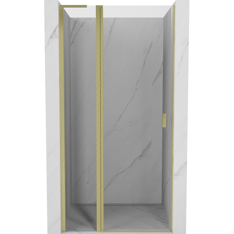 Mexen Mist L zakretna tuš vrata 115 cm, prozirna, zlatna četkana - 8A4L-115-000-55-00