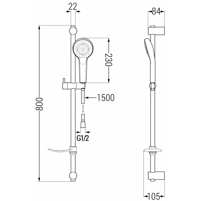 Mexen DF05 verschiebbares Duschset, weiß - 785054582-20