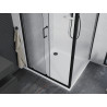 Mexen Apia Schiebedusche 100 x 100 cm, transparent, schwarz + Duschwanne Flat, weiß - 840-100-100-70-00-4010B
