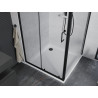 Mexen Apia Schiebedusche 100 x 100 cm, transparent, schwarz + Duschwanne Flat, weiß - 840-100-100-70-00-4010B