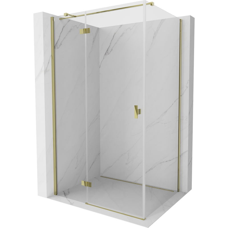 Mexen Mist H T Duschkabine klappbar links 90 x 110 cm, transparent, gold - 8A5T-090-110-50-00-L