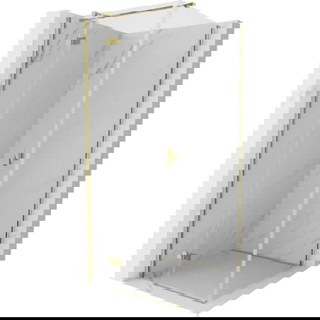 Mexen Mist H T Duschkabine, schwenkbar links, 110 x 110 cm, transparent, gold - 8A5T-110-110-50-00-L