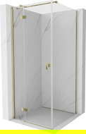 Mexen Mist H T Duschkabine, schwenkbar links, 110 x 110 cm, transparent, gold - 8A5T-110-110-50-00-L