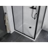Mexen Apia cabine de douche coulissante 110 x 100 cm, transparent, noire + receveur Flat, blanc - 840-110-100-70-00-4010B