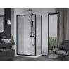 Mexen Apia cabine de douche coulissante 110 x 100 cm, transparent, noire + receveur Flat, blanc - 840-110-100-70-00-4010B