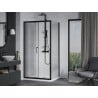 Mexen Apia cabine de douche coulissante 110 x 100 cm, transparent, noire + receveur Flat, blanc - 840-110-100-70-00-4010B