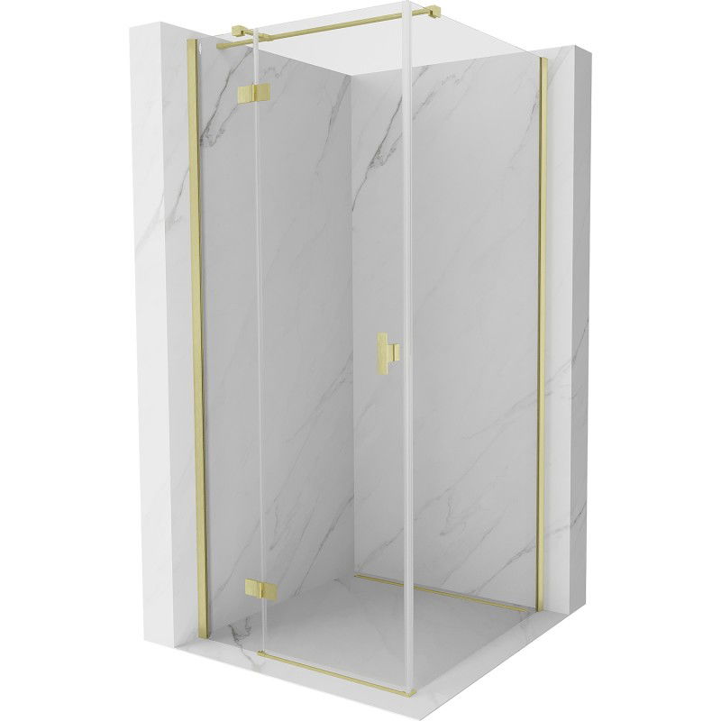 Mexen Mist H T Duschkabine schwenkbar links 70 x 70 cm, transparent, gebürstetes Gold - 8A5T-070-070-55-00-L