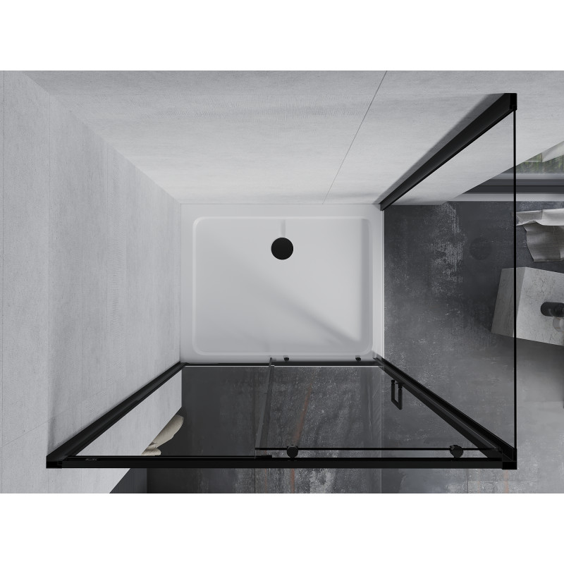 Mexen Apia drsna pršna kabina 120 x 80 cm, prozoren, črna + Flat tuš kad, bela - 840-120-080-70-00-4010B