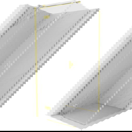 Mexen Mist-H T Duschkabine Schwenkbar Links 80 x 80 cm, Transparent, Gebürstetes Gold - 8A5T-080-080-55-00-L