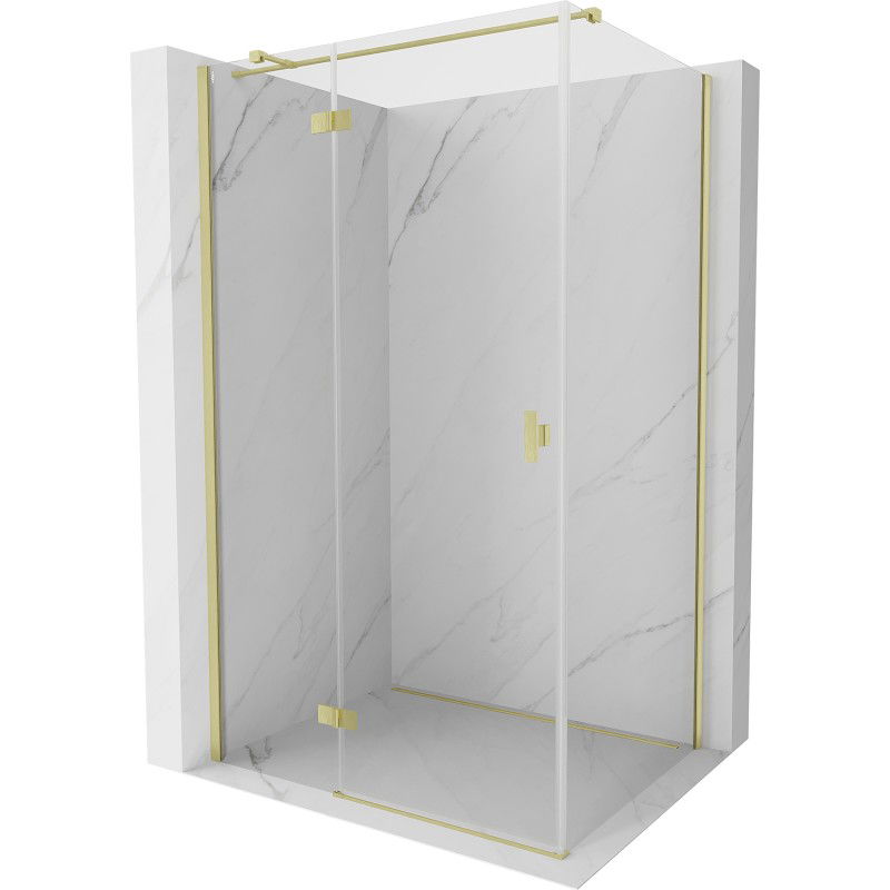 Mexen Mist H T Duschkabine, schwenkbar, links, 90 x 85 cm, transparent, gebürstetes Gold - 8A5T-090-085-55-00-L