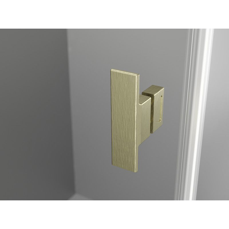 Mexen Mist-H T Duschtür Kabine schwenkbar links 90 x 90 cm, transparent, gebürstetes Gold - 8A5T-090-090-55-00-L